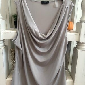Elegant Gray Draped Sleeveless Top